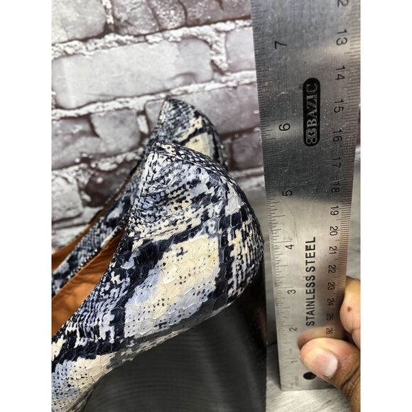 LANVIN Ivory Blue Leather Snake Skin Pumps High Wedges Shoes Women 40EU/9.5M US - Picture 13 of 16